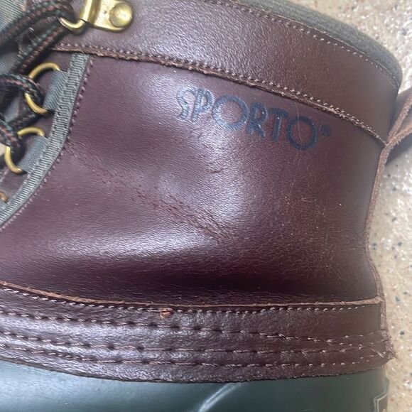 Sporto Vtg 90s Original Duck Boots 7 Green Brown - Picture 14 of 16